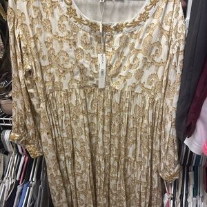 Elegant Gold Patterned Mini Dress